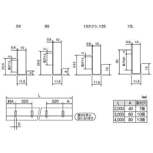 ｽﾃﾝ 10㍉片長ﾁｬﾝﾈﾙ HL 13x3000 画像2